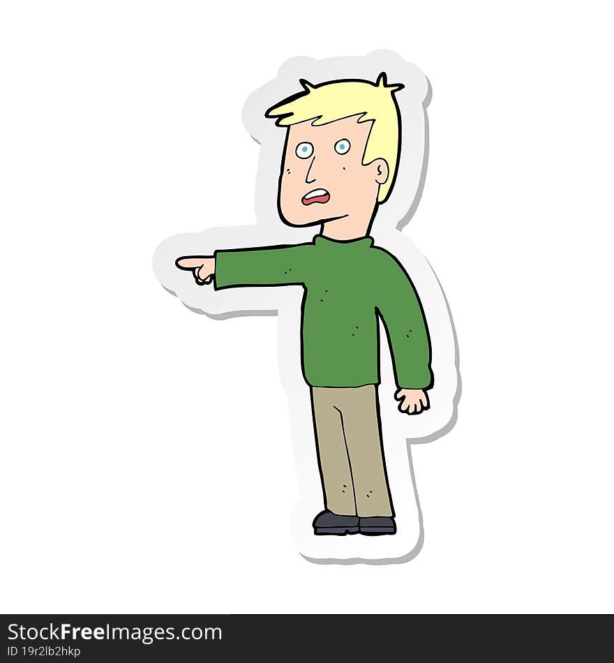 Sticker Of A Cartoon Pointing Man