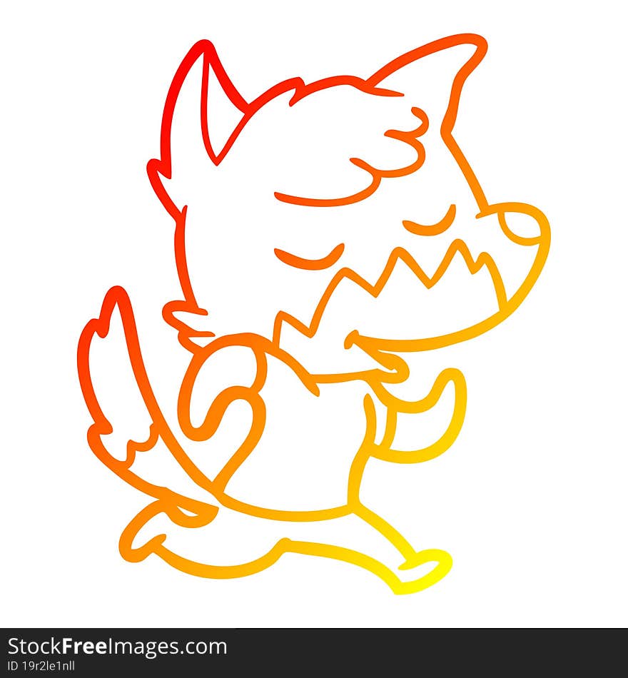 warm gradient line drawing friendly cartoon fox running