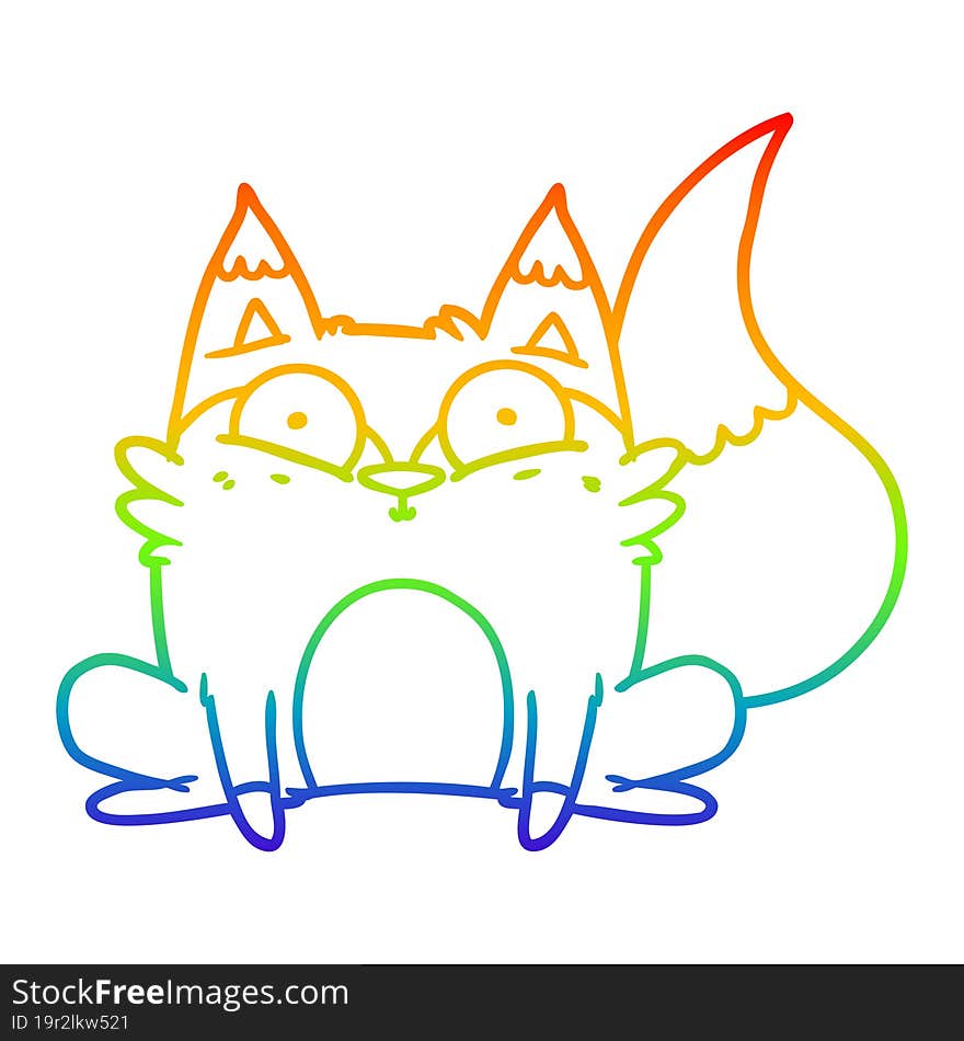 rainbow gradient line drawing cartoon startled fox