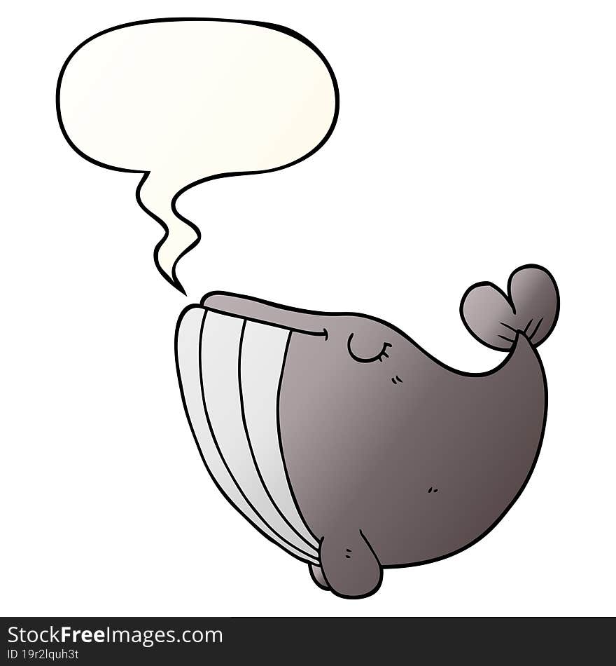 cartoon whale and speech bubble in smooth gradient style