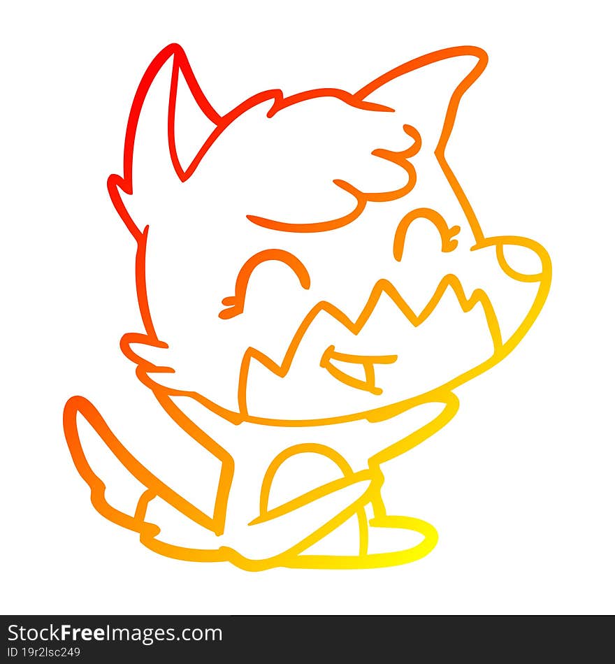 warm gradient line drawing happy cartoon fox