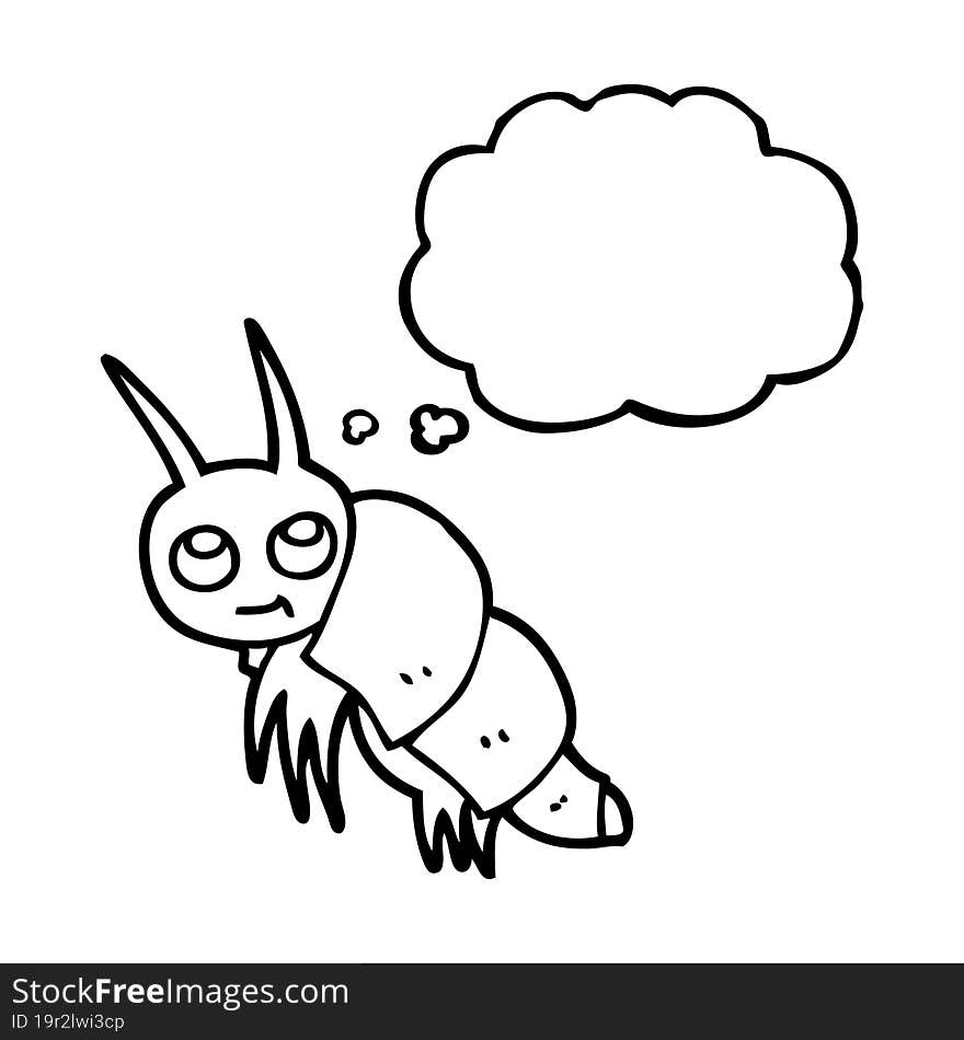 freehand drawn thought bubble cartoon little bug