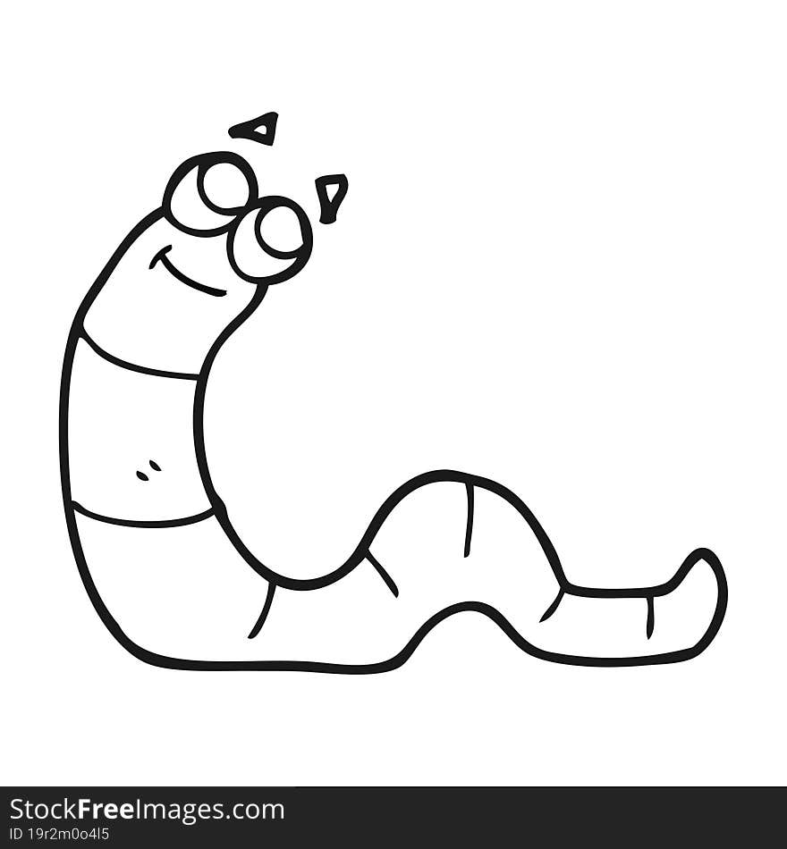 black and white cartoon worm