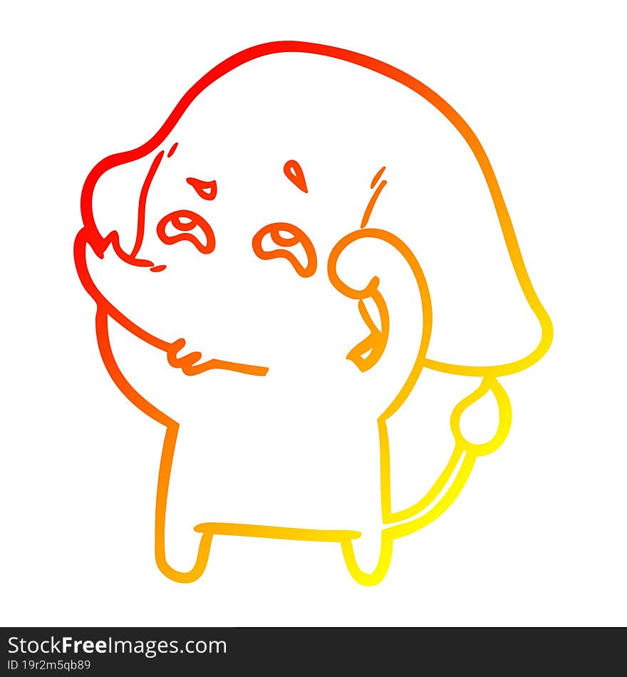 warm gradient line drawing cartoon elephant remembering