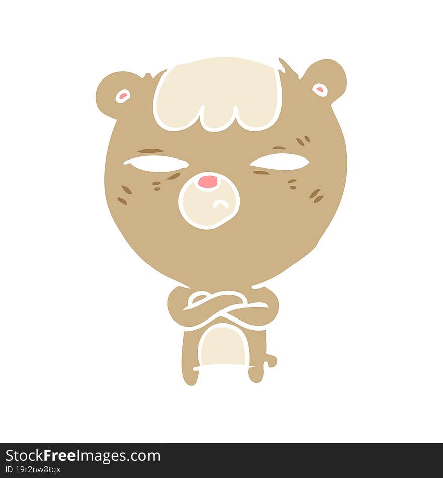 Flat Color Style Cartoon Annoyed Bear With Arms Crossed