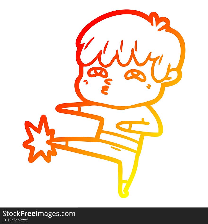 Warm Gradient Line Drawing Cartoon Curious Man