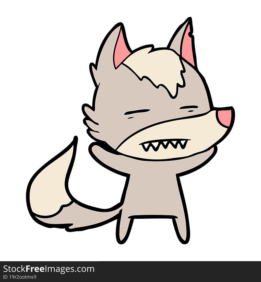 cartoon wolf showing teeth. cartoon wolf showing teeth