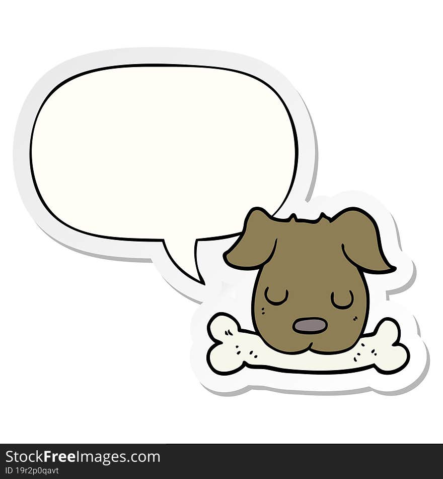 cartoon dog and bone and speech bubble sticker