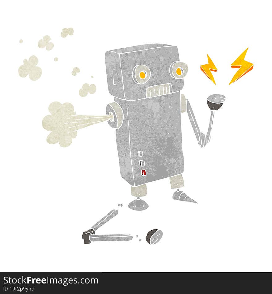 Retro Cartoon Broken Robot