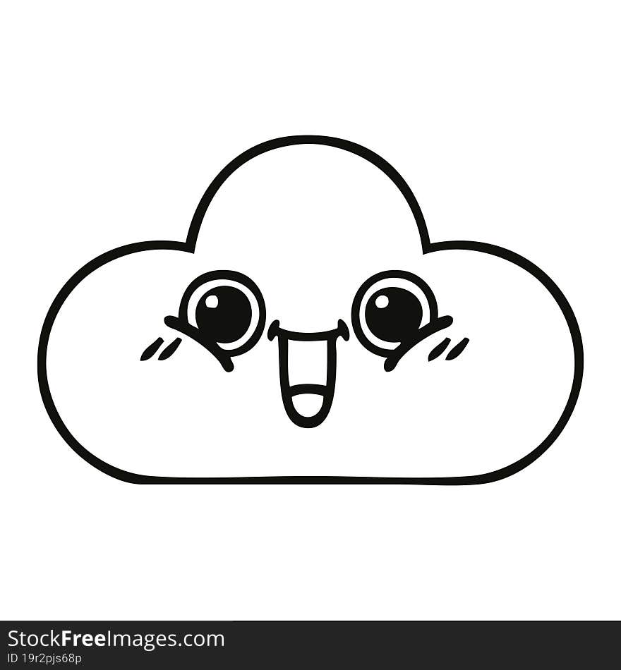 line drawing cartoon of a snow cloud