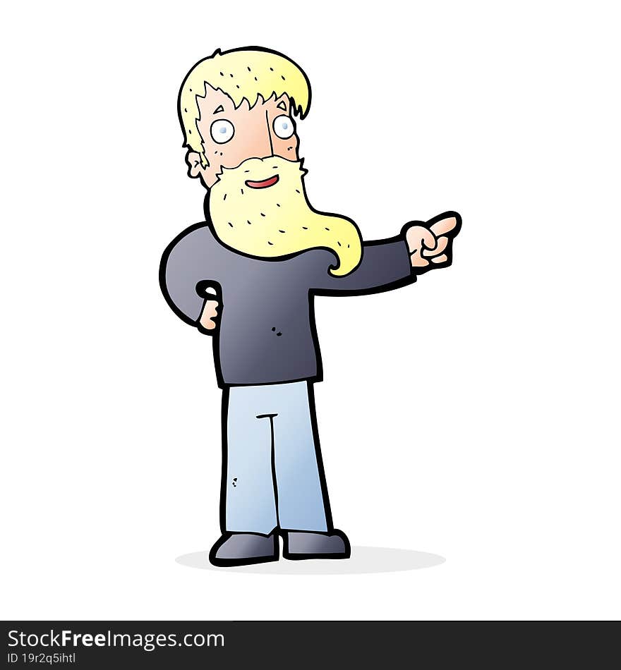 cartoon man with beard pointing