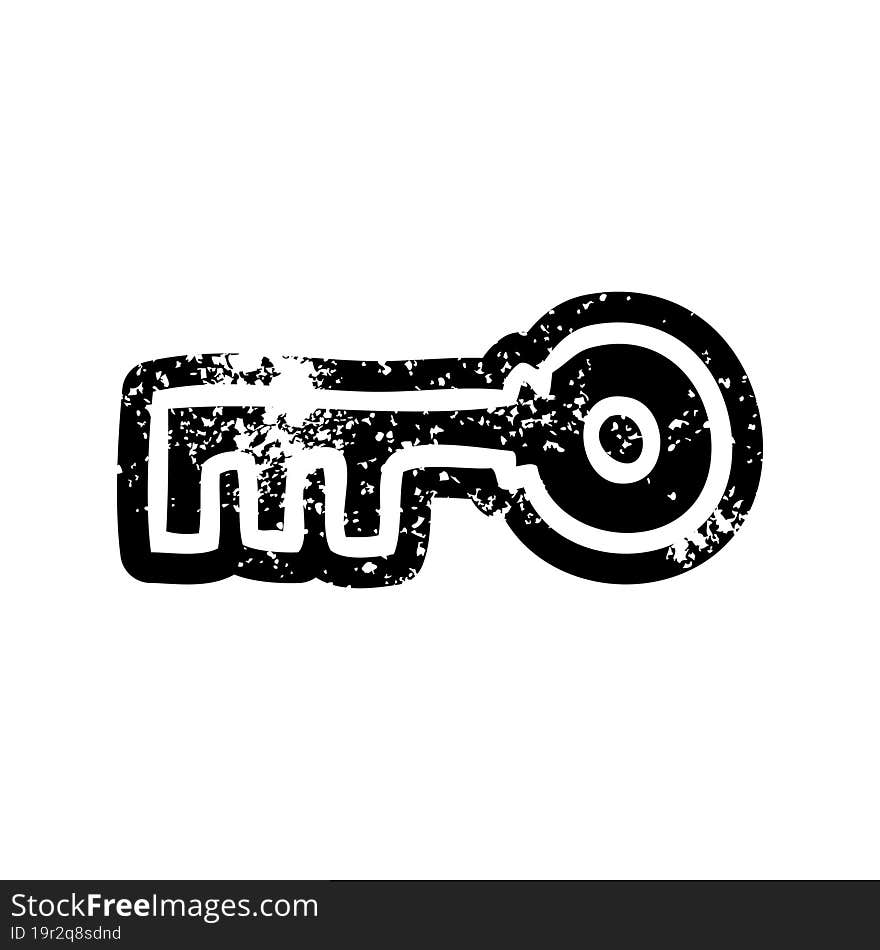 grunge icon drawing of a brass key