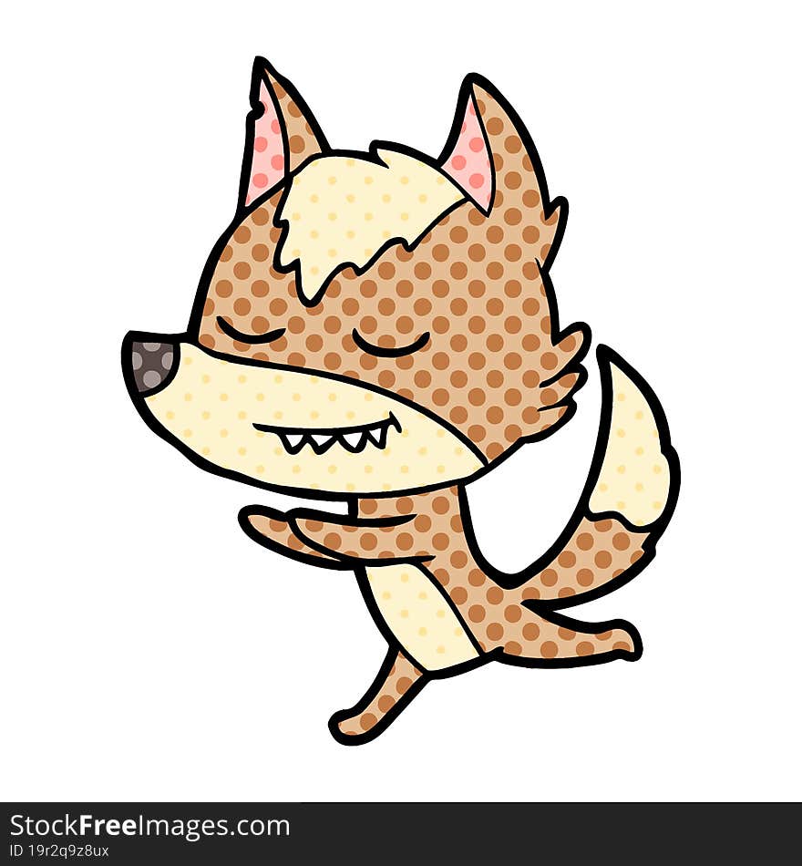 friendly cartoon wolf running. friendly cartoon wolf running