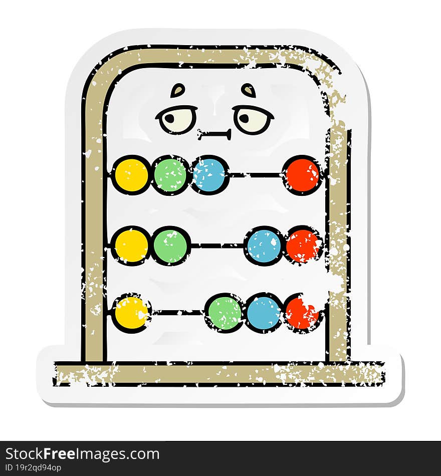 distressed sticker of a cute cartoon abacus