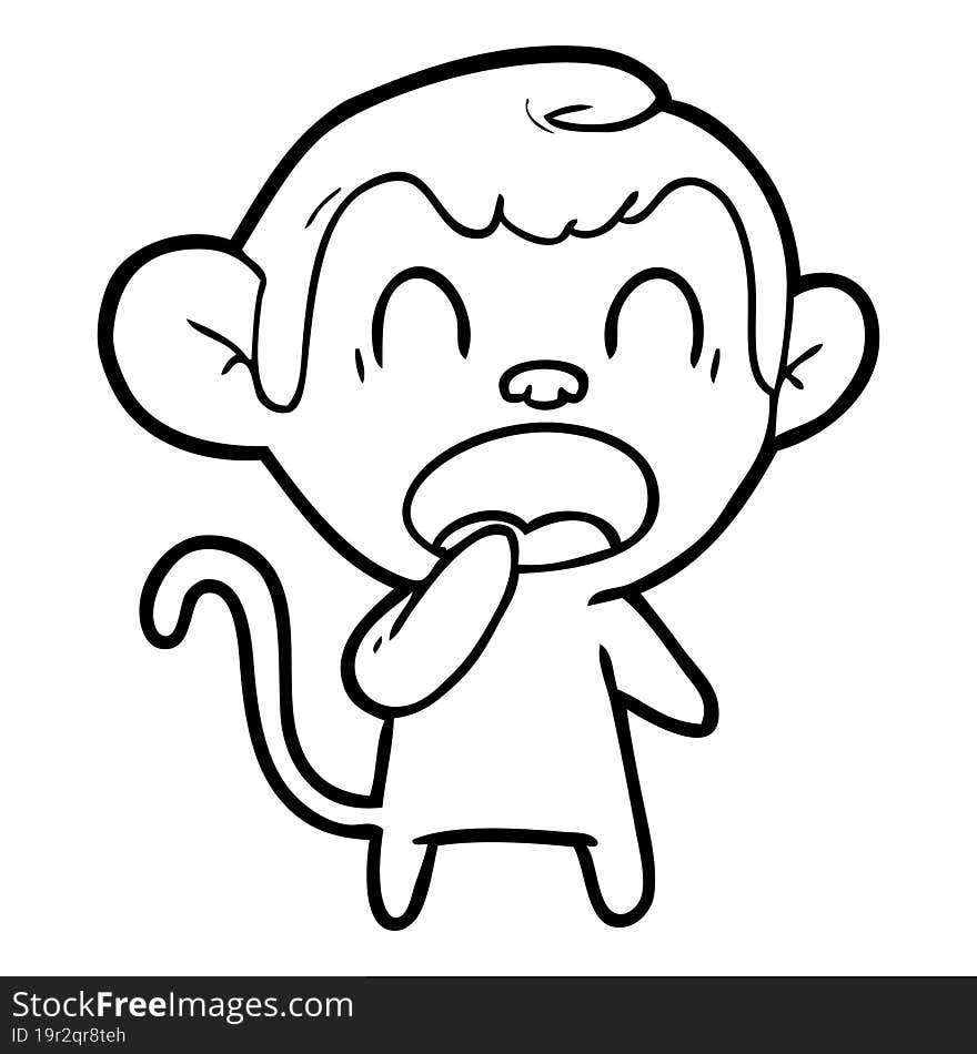 yawning cartoon monkey. yawning cartoon monkey