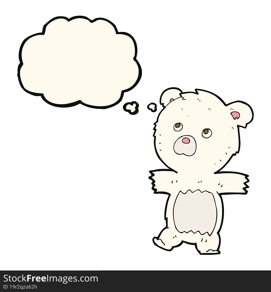 cartoon cute polar bear with thought bubble