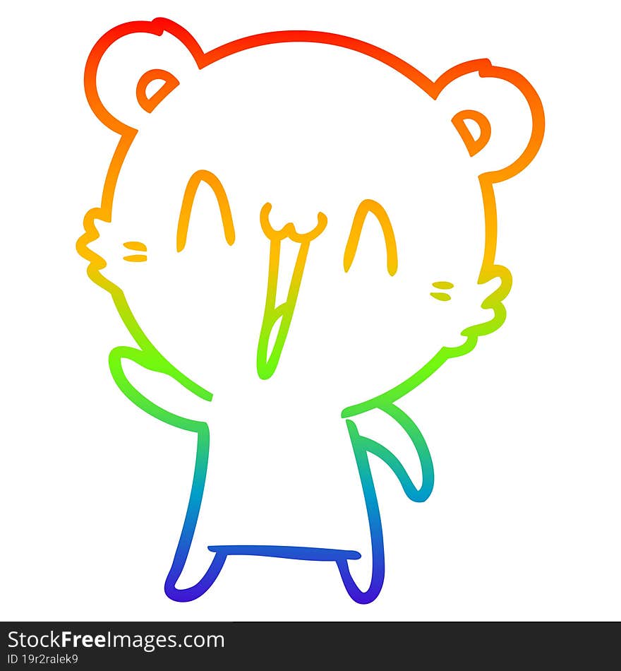 rainbow gradient line drawing happy polar bear cartoon