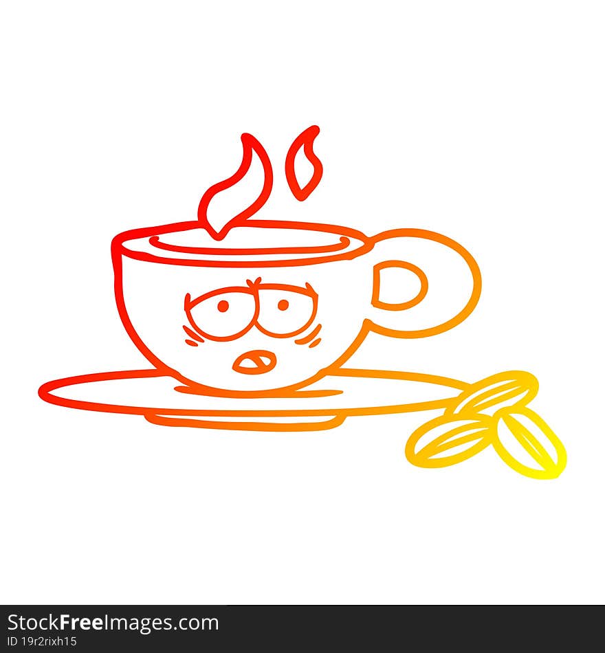 warm gradient line drawing cartoon espresso mug