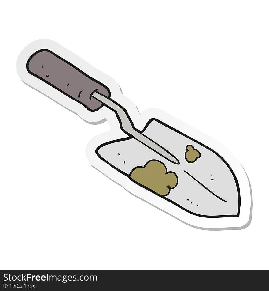 Sticker Of A Cartoon Trowel