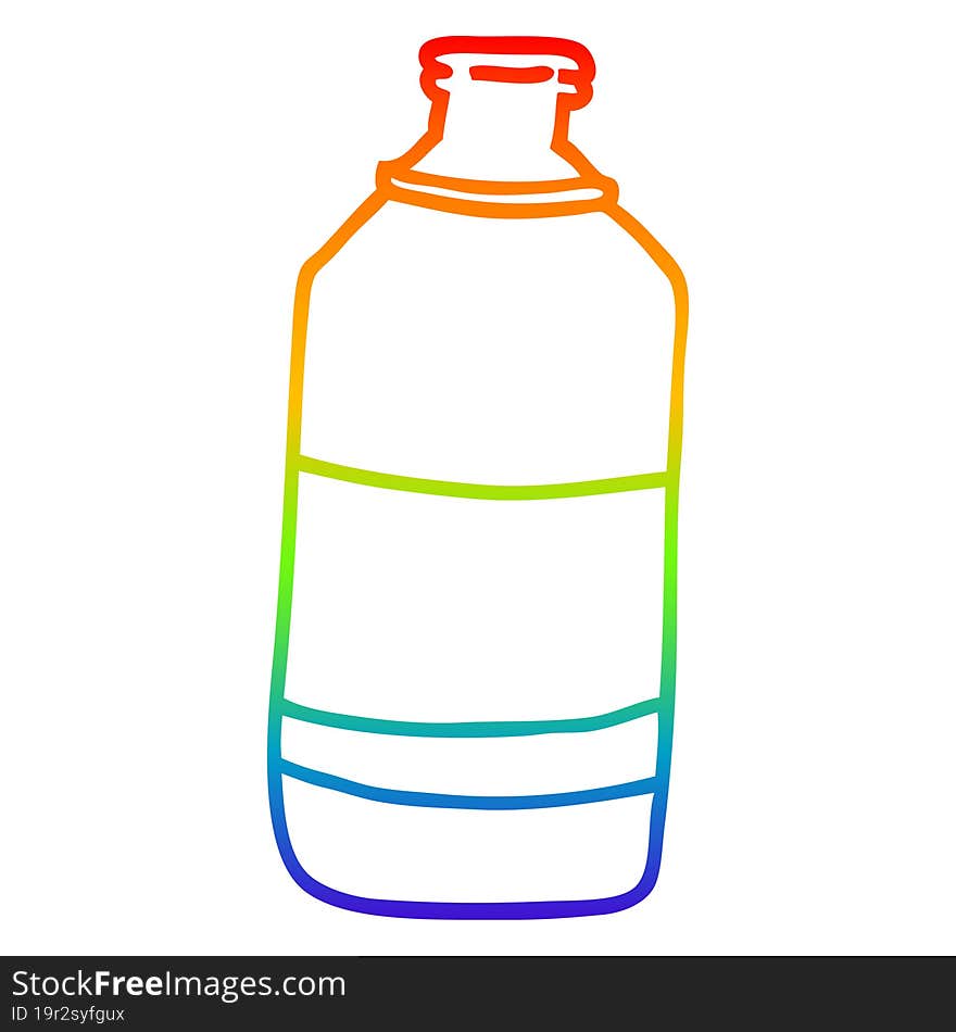 rainbow gradient line drawing cartoon water bottle