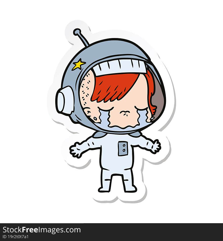 cartoon crying astronaut girl