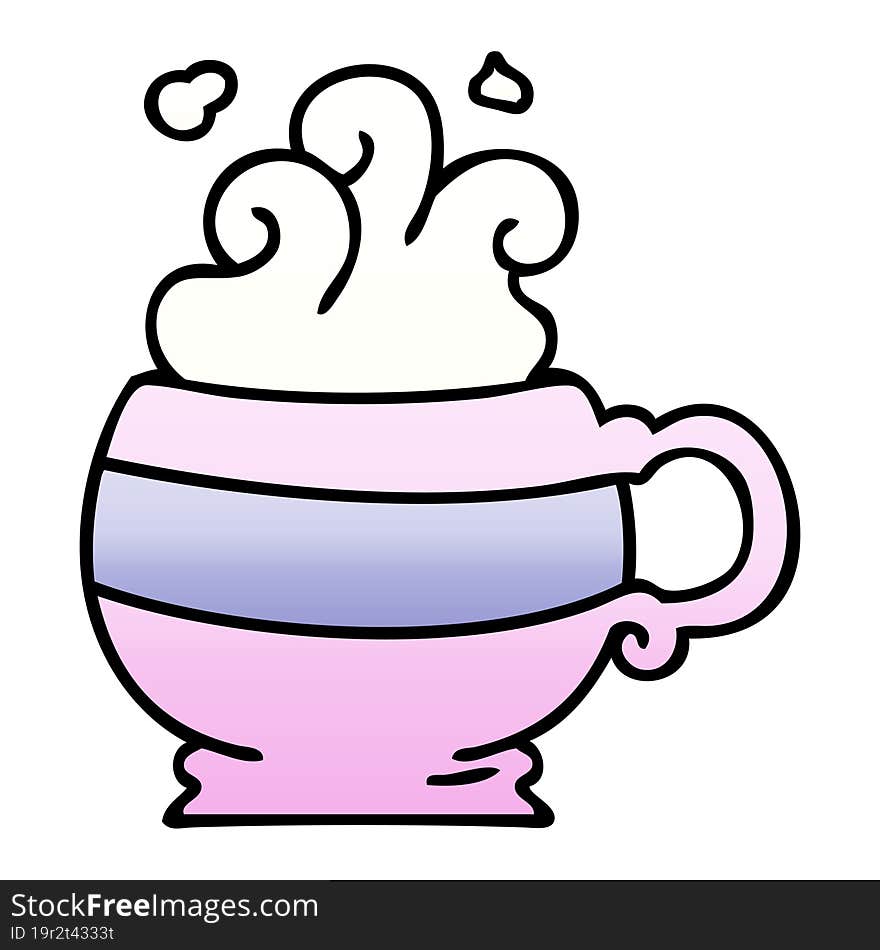 gradient shaded quirky cartoon hot drink. gradient shaded quirky cartoon hot drink