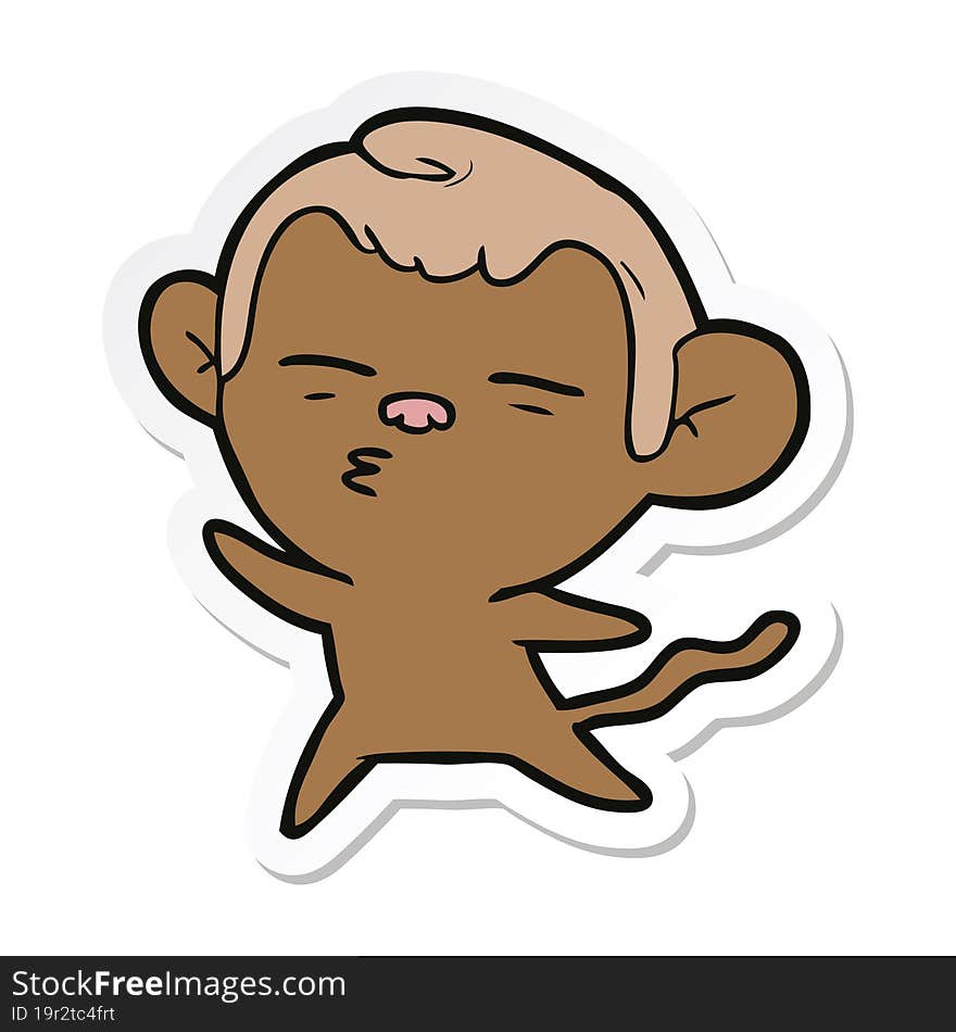 sticker of a cartoon suspicious monkey