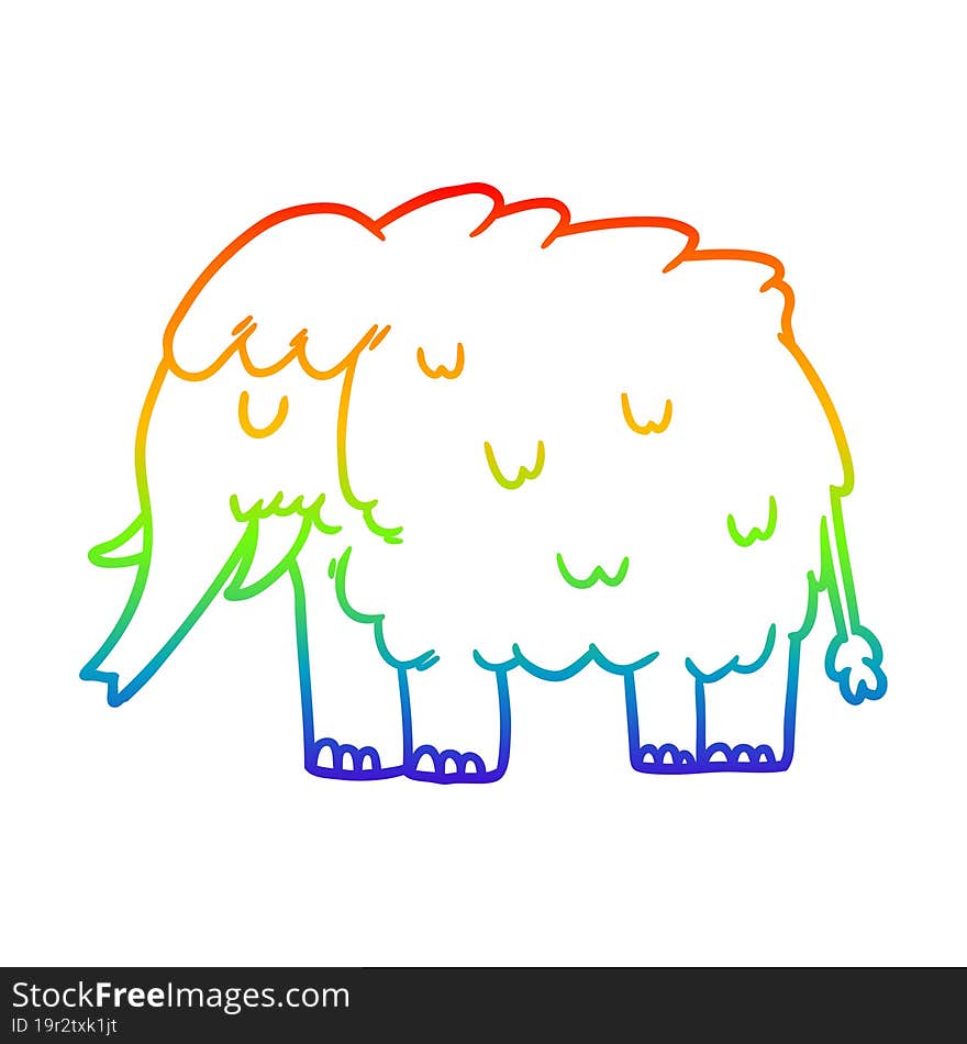 rainbow gradient line drawing cartoon mammoth