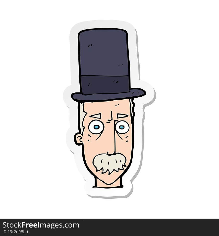 sticker of a cartoon man wearing top hat