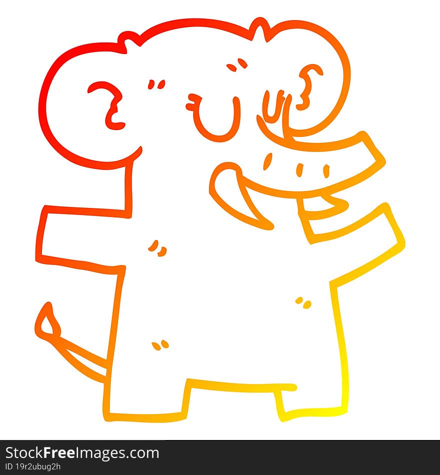 Warm Gradient Line Drawing Cartoon Elephant Dancing