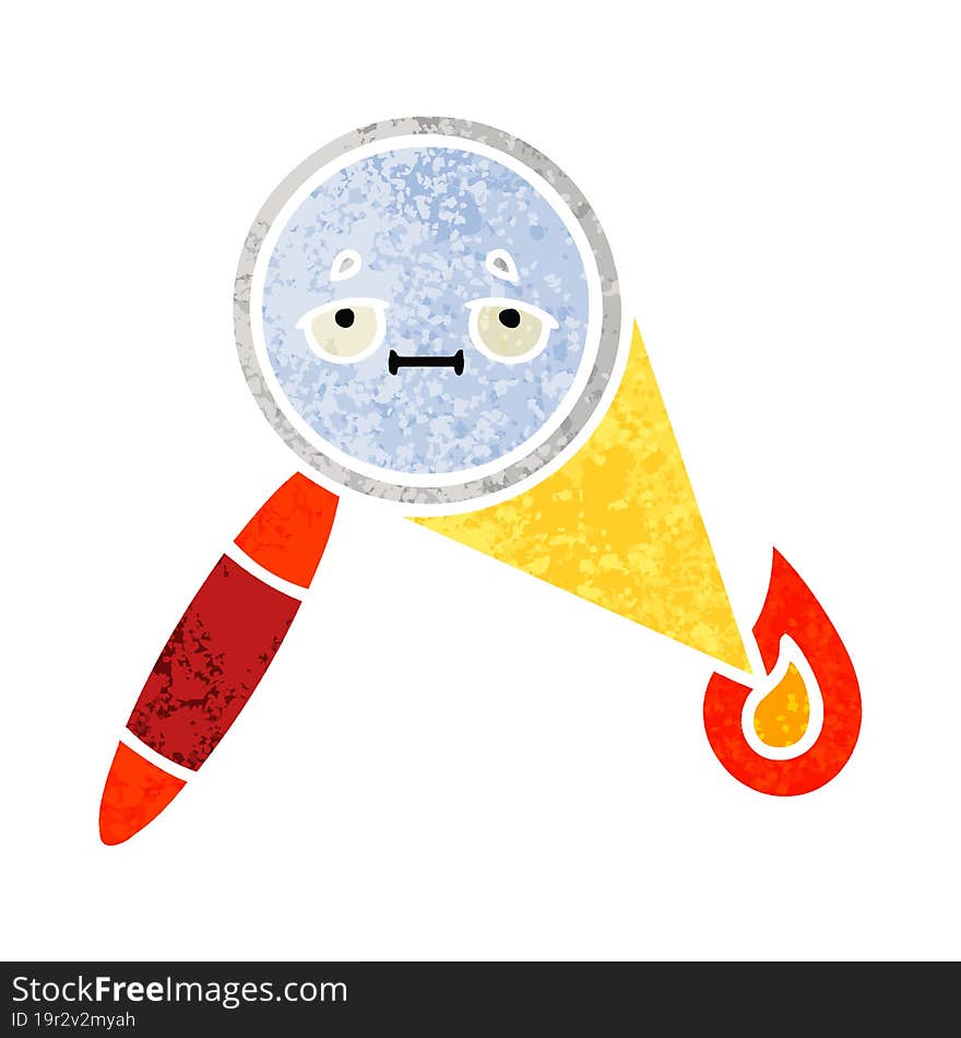 retro illustration style cartoon of a magnifying glass