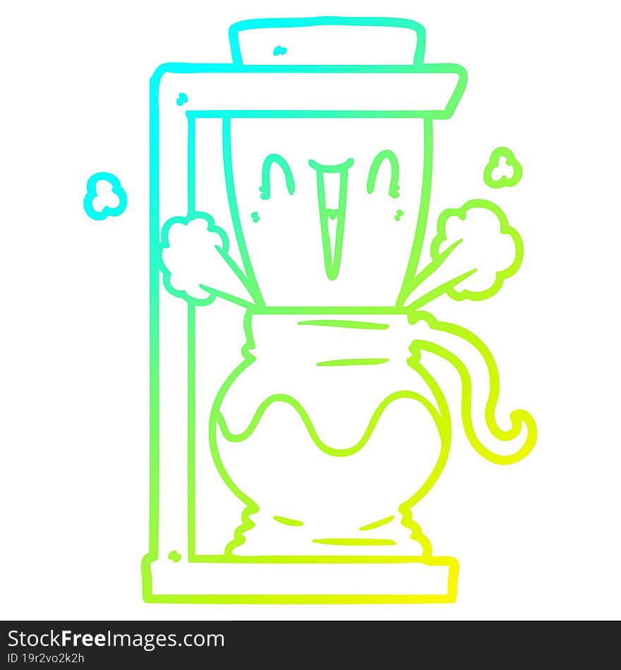 Cold Gradient Line Drawing Cartoon Filter Coffee Machine