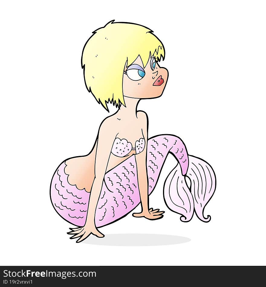 cartoon pretty mermaid