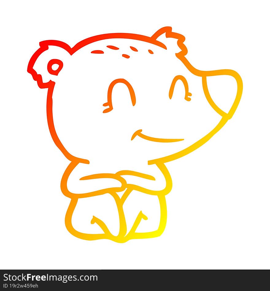 warm gradient line drawing smiling polar bear cartoon