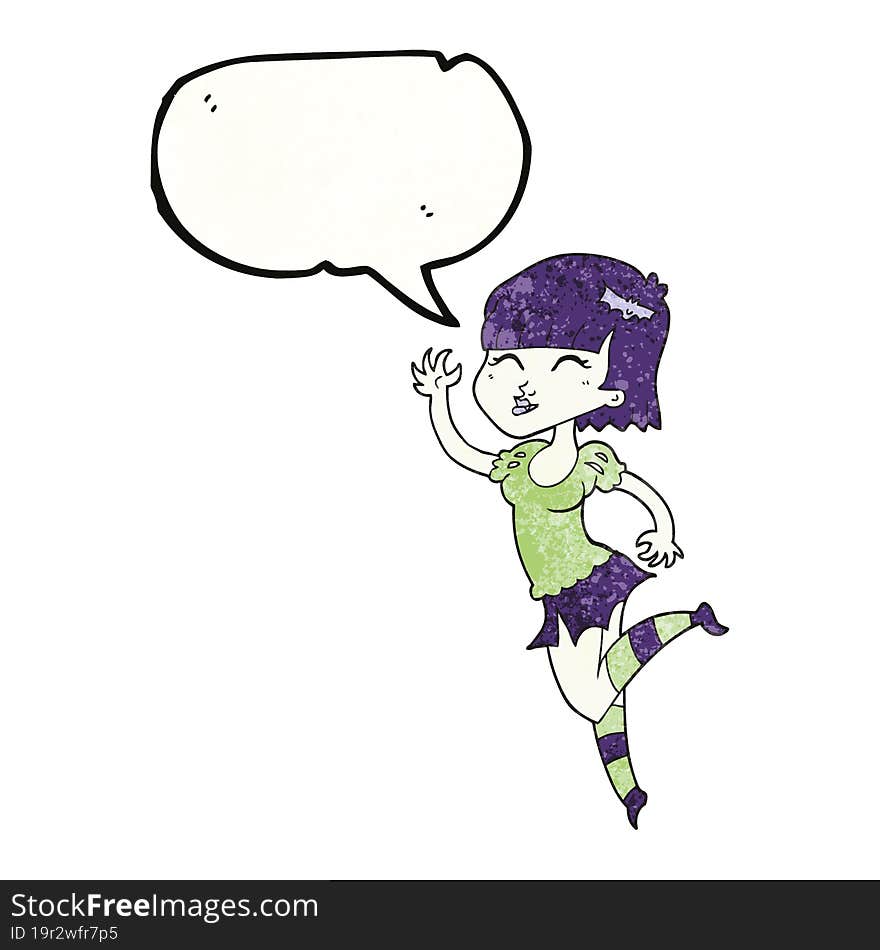 Speech Bubble Textured Cartoon Vampire Girl