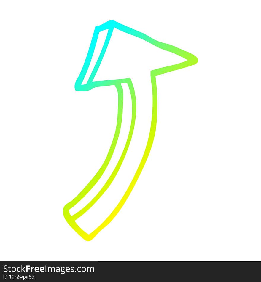 cold gradient line drawing cartoon pointing arrow