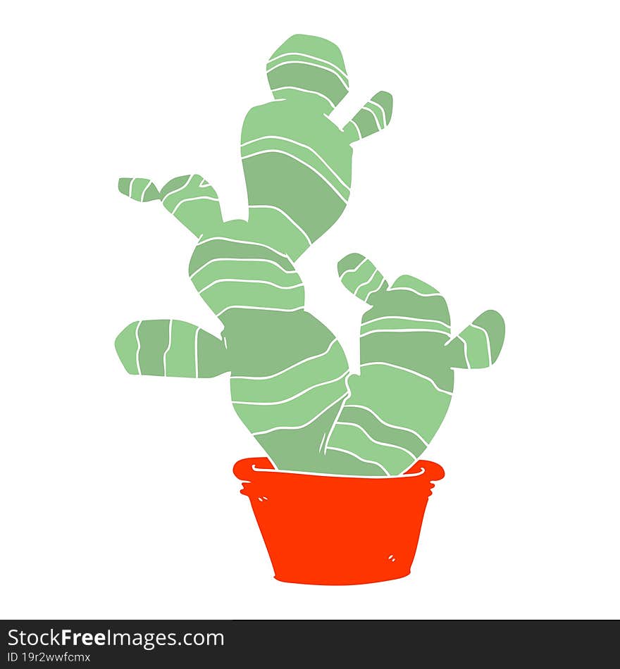 flat color style cartoon cactus