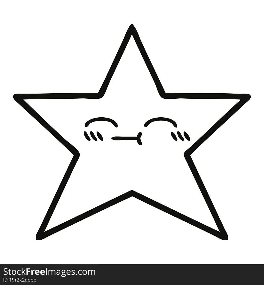 Line Drawing Cartoon Gold Star