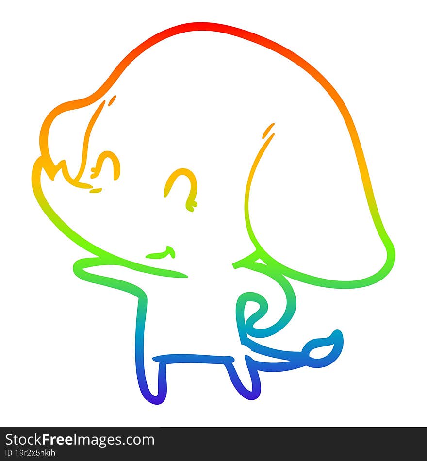 rainbow gradient line drawing cute cartoon elephant