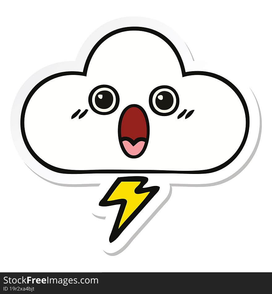 sticker of a cute cartoon storm cloud