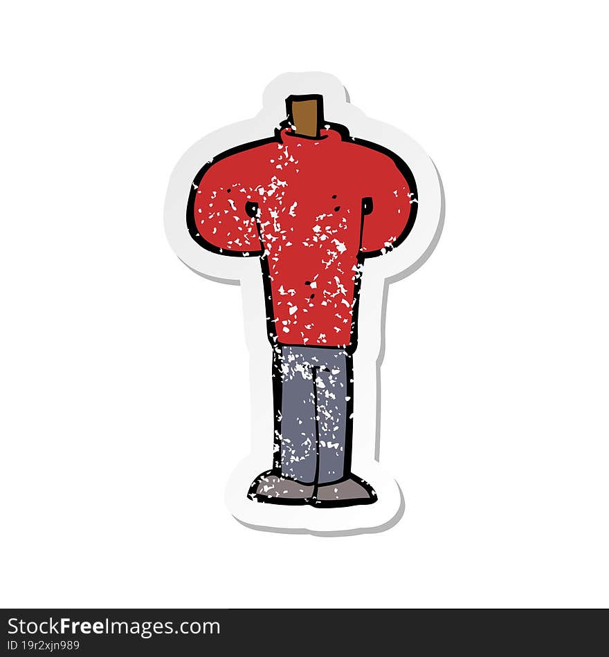 retro distressed sticker of a cartoon body standing still