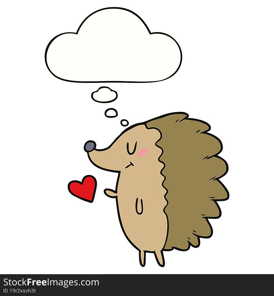 cute cartoon hedgehog and thought bubble