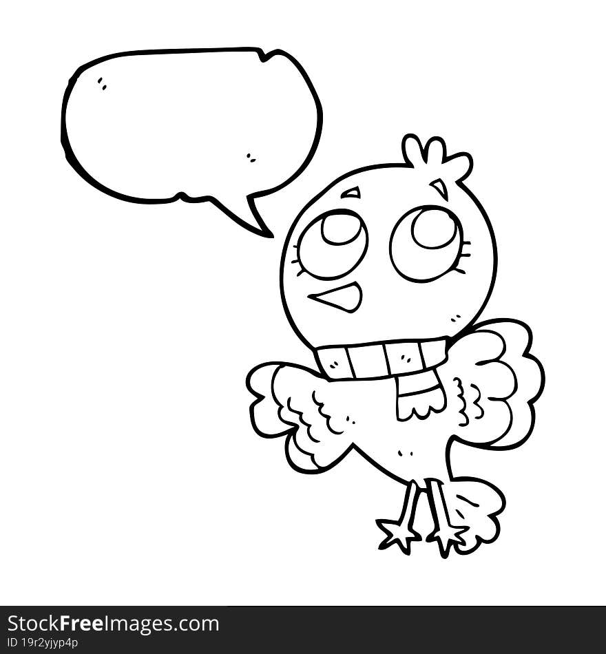 cute speech bubble cartoon bird