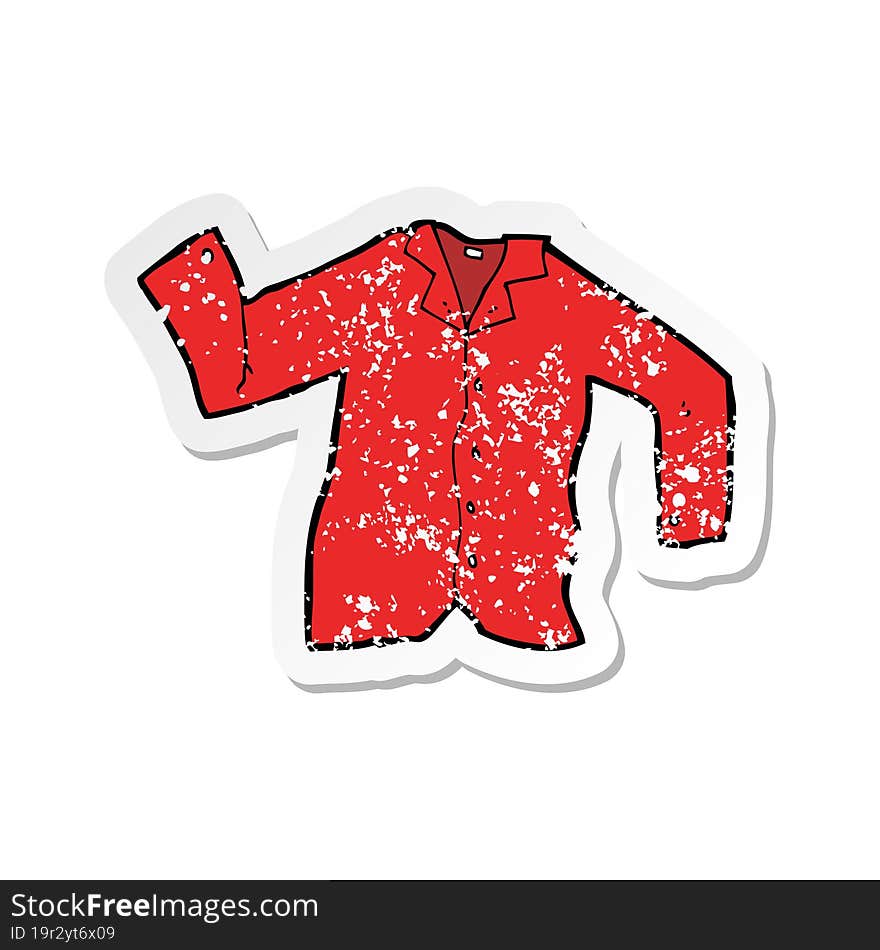 retro distressed sticker of a cartoon shirt