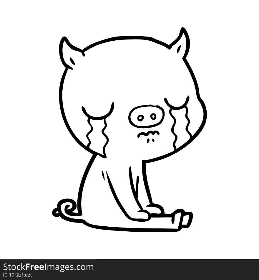 cartoon pig crying. cartoon pig crying