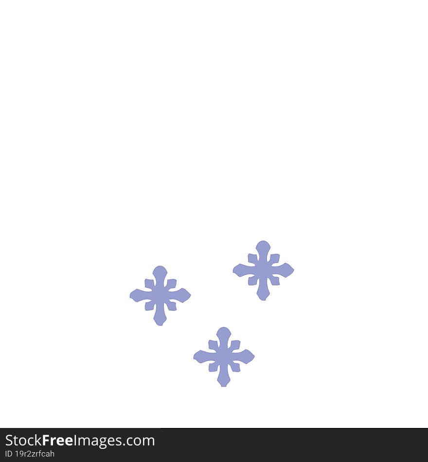 Flat Color Retro Cartoon Snow Cloud