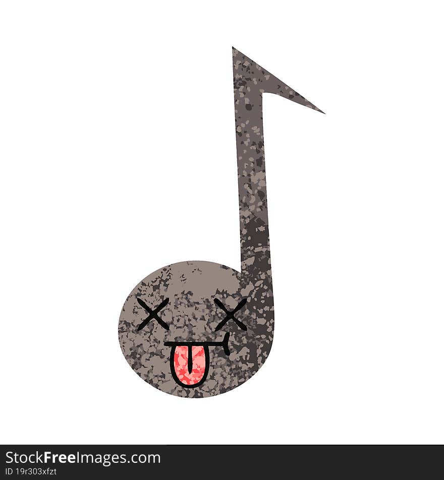 retro illustration style cartoon of a musical note