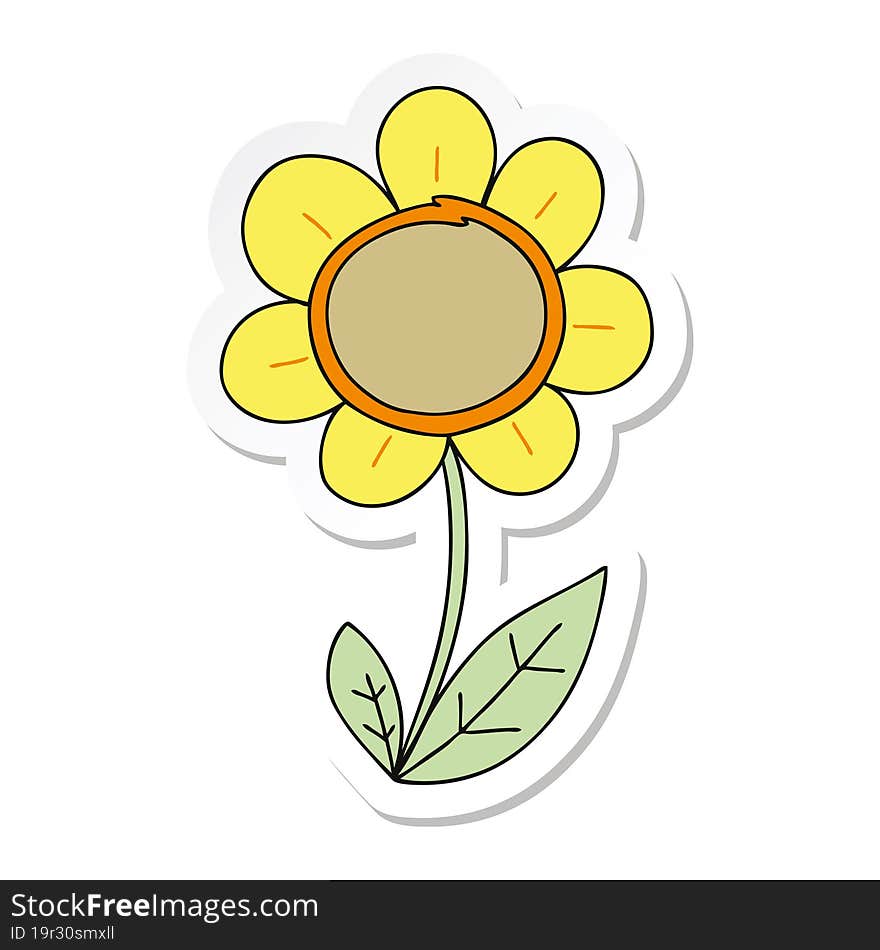 sticker of a quirky hand drawn cartoon daisy