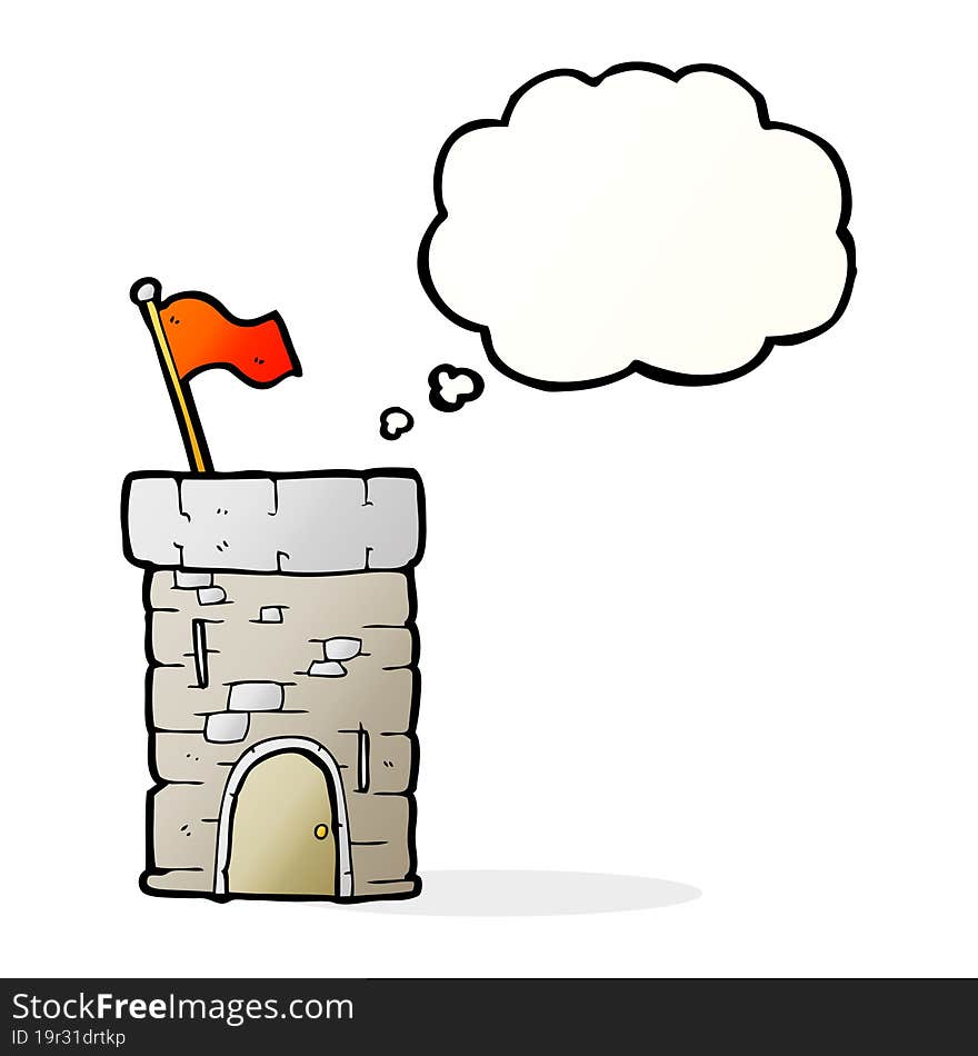 Thought Bubble Cartoon Old Castle Tower