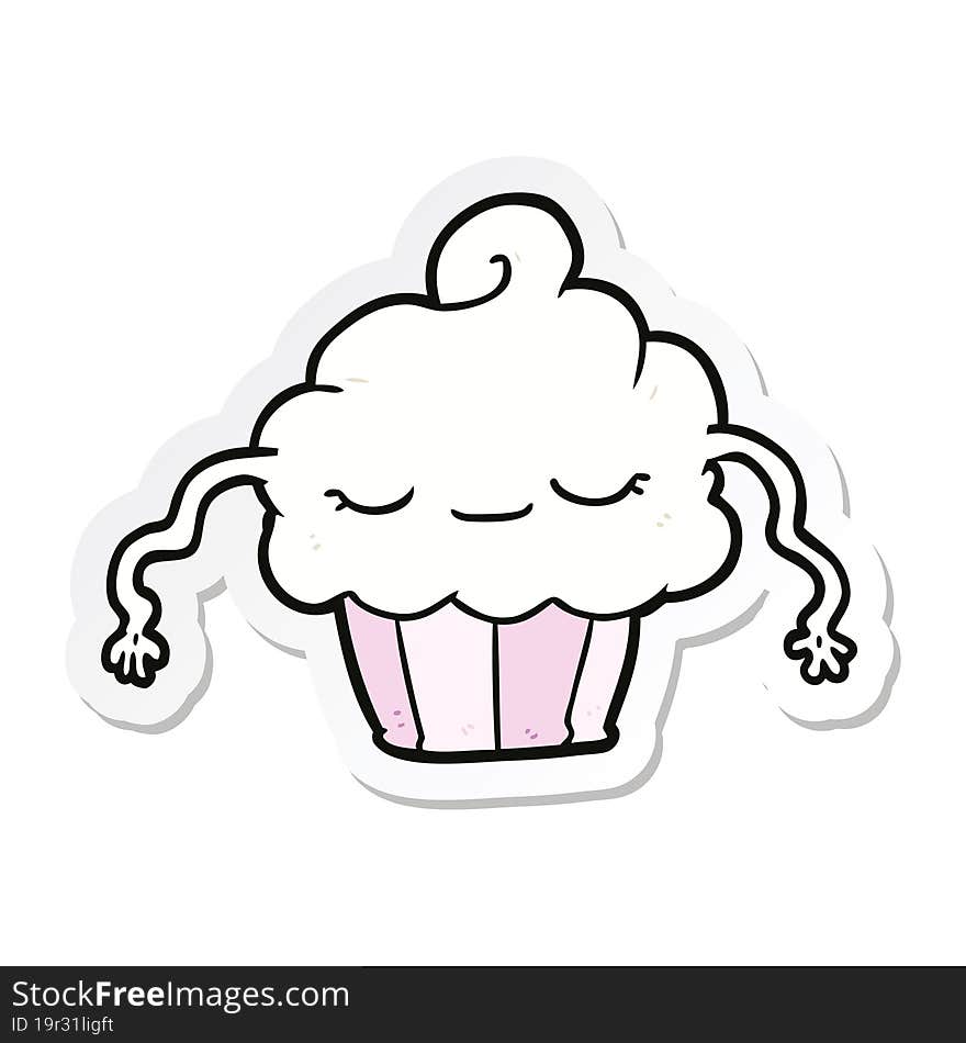 sticker of a cartoon cupcake